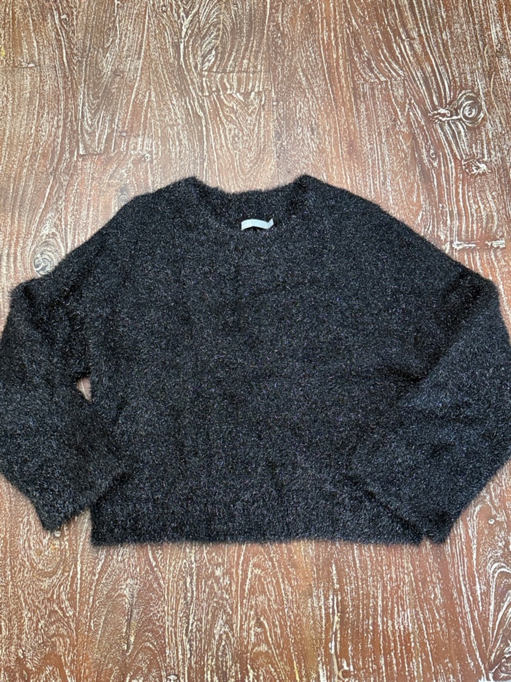 Vince Black Fuzzy Crewneck Sweater